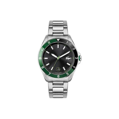 LACOSTE TIEBREAKER Collection Мужские часы Кварцевый механизм Ремешок из нержавеющей стали 43 мм Черный циферблат