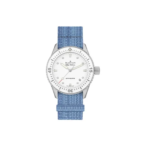 BLANCPAIN FIFTY FATHOMS Автоматический Механический Механизм Женские Часы 38 мм Белый Циферблат Тканевый Ремешок 5100 1127 NAJA