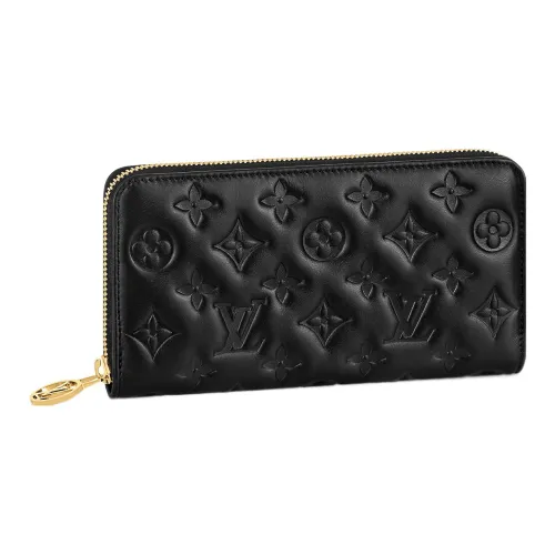 LOUIS VUITTON Zippy Lambskin Wallet Women's Black
