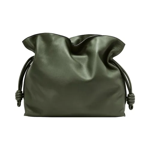 LOEWE Flamenco Napa Голень Кожа Клатч Большой Женские Оливково-зеленый