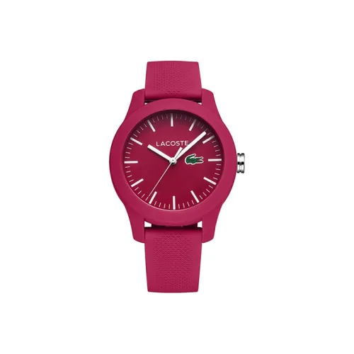 LACOSTE 12,12 Collection Наручные часы Кварцевый механизм Смольный ремешок 38 мм Красный циферблат Женские часы