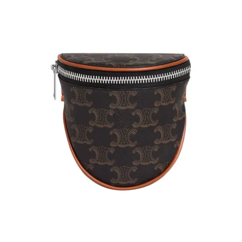 CELINE Triomphe Холст Телячья кожа Сумка через плечо Сумка на плечо Стандартная Мужская Рыжевато-коричневый