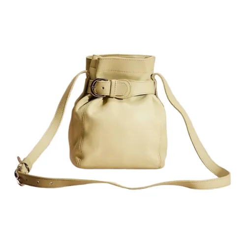 COACH Pouch Кожа Сумка-ведро Сумка через плечо Маленькая Женская Светло-желтая