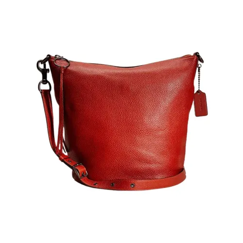 COACH Duffle Natural Pebble Кожа Ведрообразная Сумка через плечо Большая Женская Chili Красный
