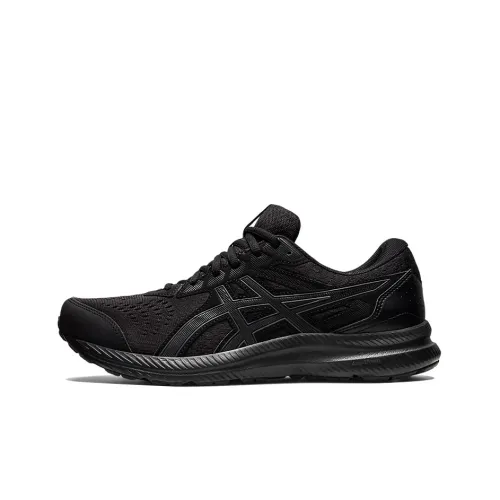 Asics Гель Contend 8 Устойчивый к истиранию Дышащий Низкий Топ Повседневные Городские Коммутирующие Беговые кроссовки Мужские Черные