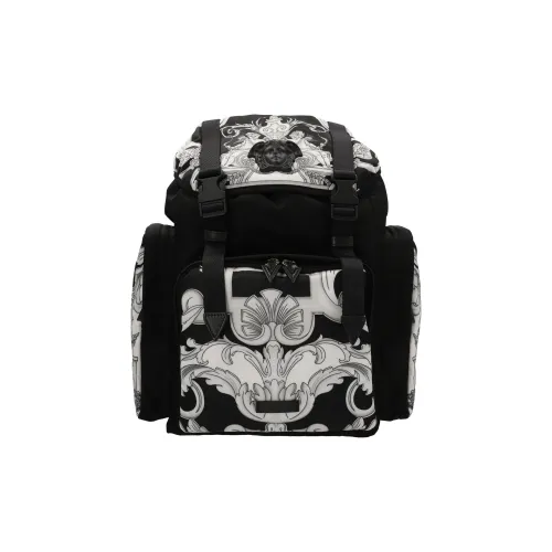 VERSACE Рюкзак из коровьей кожи мужской белый и черный