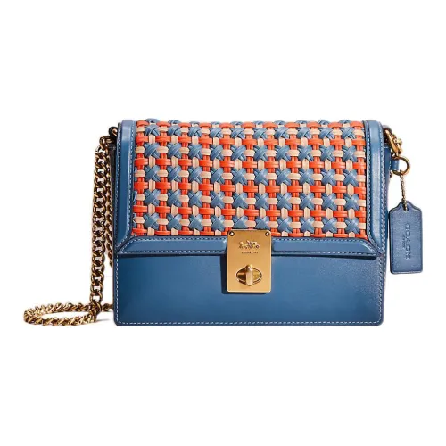 COACH Hutton Гладкая отделка кожа через плечо сумка маленькая женская синяя