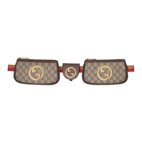 GUCCI Blondie Холщовая кожа Комбинированный Кошелек для монет Обхват талии Кошелек Мини Женский Эбеновое дерево Коричневый