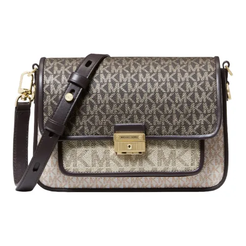 MICHAEL KORS Коровья кожа Сумка через плечо Средняя Женская Шоколад Светлое золото Белый