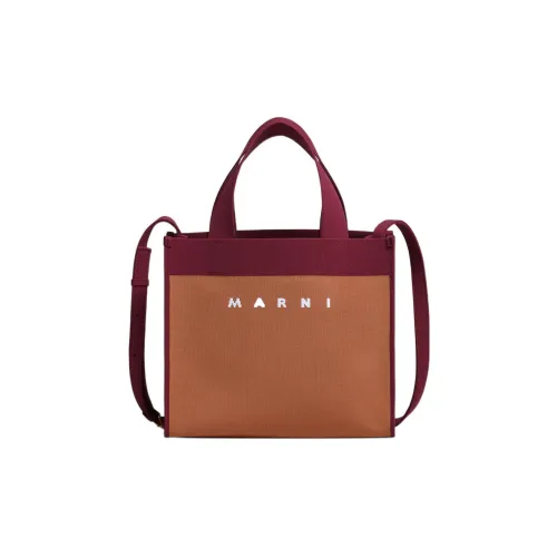 MARNI Сумка из коровьей кожи сумка-тоут сумка для покупок маленькая сумка женская коричневая и фиолетовая