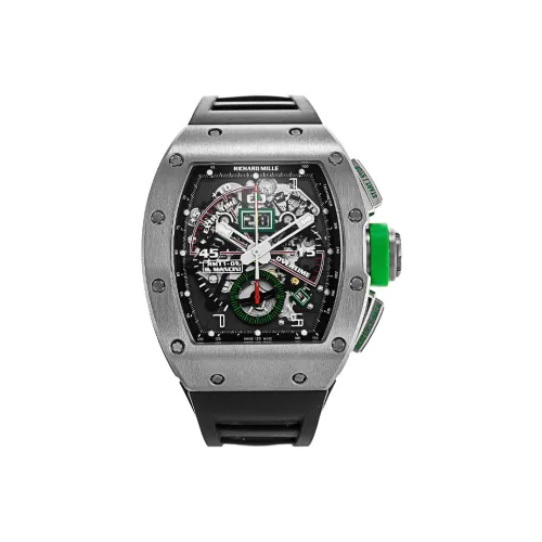 RICHARD MILLE Автоматический Механический Часы Мужские Часы 50*42,7 мм Черный Циферблат Титан Корпус Часы Резиновый Ремешок
