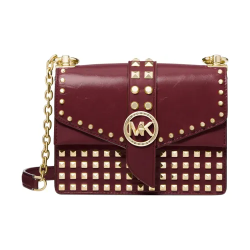 MICHAEL KORS Greenwich Кожа Плечевая Сумка Маленькая Женская Бордовая