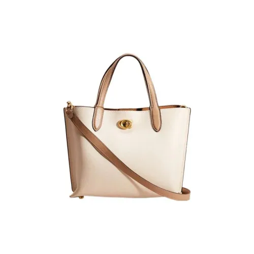 COACH Willow Pebble Кожа Сумка-тоут через плечо Средняя Женская Белая