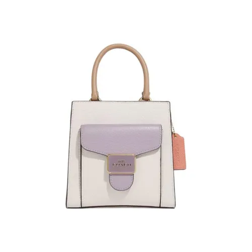 COACH Перец Коровья кожа Гармошка-боковая сумка Сумка Сумка через плечо Маленькая сумка через плечо Белая и Сиренево-фиолетовая