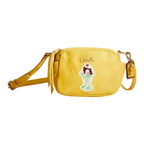 COACH Паркер Однотонный Кожаный Кросс-боди Сумка Маленькая Женская Желтая