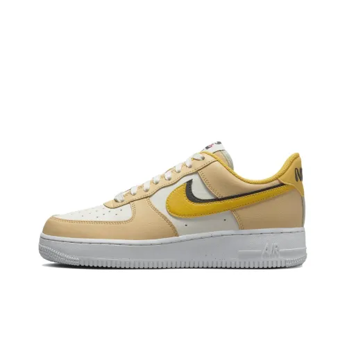 Nike Air FORCE 1 '82' Slip-on Устойчивый к истиранию Легкий Низкий топ Кроссовки для скейтбординга Женские Желтый Белый