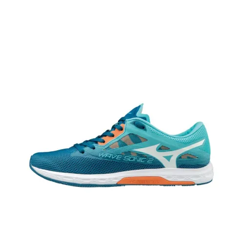 Mizuno Wave Sonic 2 Противоскользящие Амортизирующие Устойчивые к износу Низкие Беговые кроссовки Женские Сине-белые