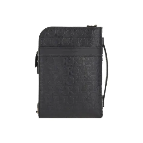 FERRAGAMO GANCINI Телячья кожа Молния Сумка через плечо Стандартная Мужская Черная