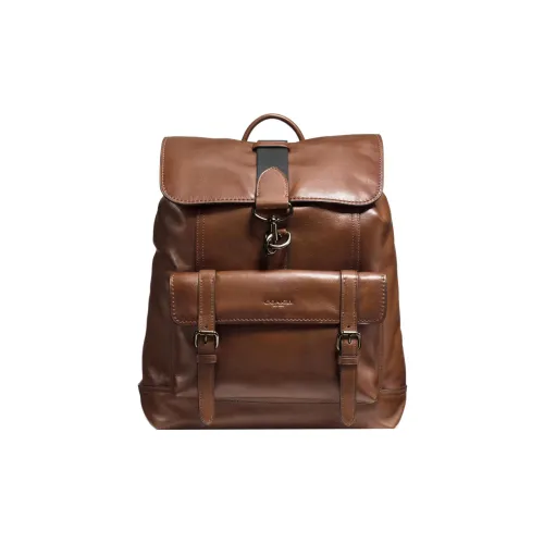 COACH Bleecker Кожа Ноутбук Сумка Рюкзак Большой Мужской Коричневый