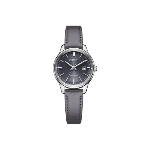 CITIZEN Ecology Drive Collection Светильник Кварцевый механизм Коровья кожа Ремешок Часы Женские Серый циферблат