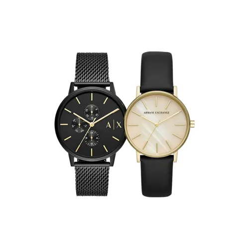 ARMANI EXCHANGEAE Часы Кварцевый механизм Кожа Нержавеющая сталь Ремешок 42 мм Черный циферблат Унисекс