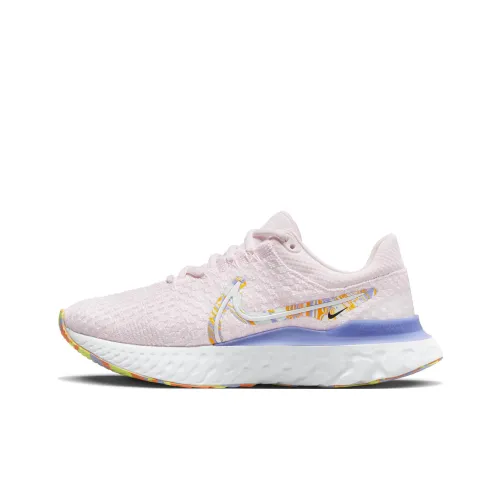 Nike React Infinity Run Flyknit 3 Дышащий и Устойчивый Низкий Топ Повседневные Беговые Кроссовки Женские Розовые и Синие