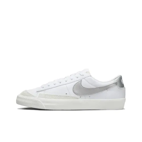 Nike Blazer Low Топ Скейтборд Кроссовки Женские Белые Серебряные