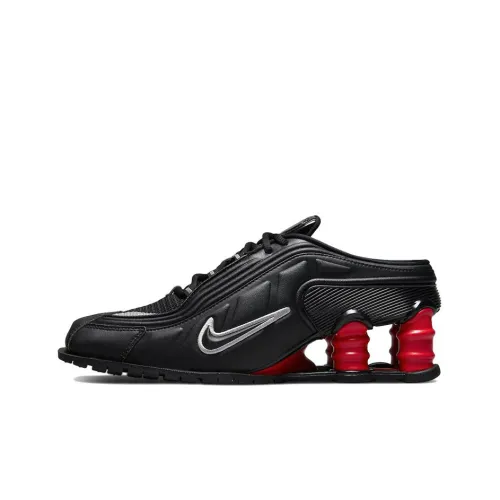 MARTINE ROSE x Nike Shox MR4 Устойчивый к истиранию Низкий Топ Повседневные Беговые кроссовки Женские Черный Красный