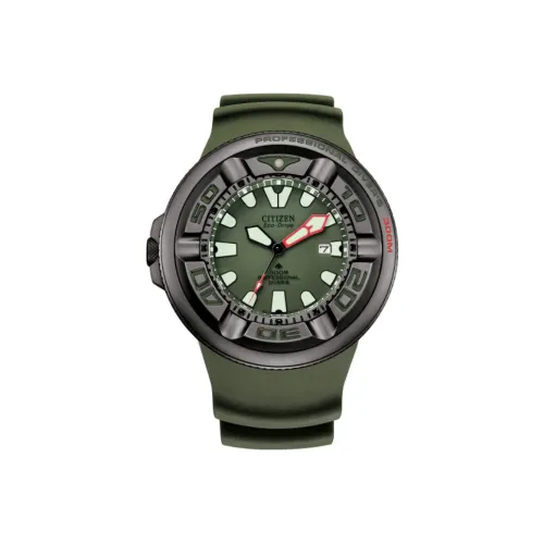 CITIZEN Светильник Кварцевый механизм Резиновый ремешок Часы Мужские Зеленый циферблат BJ8057 17X