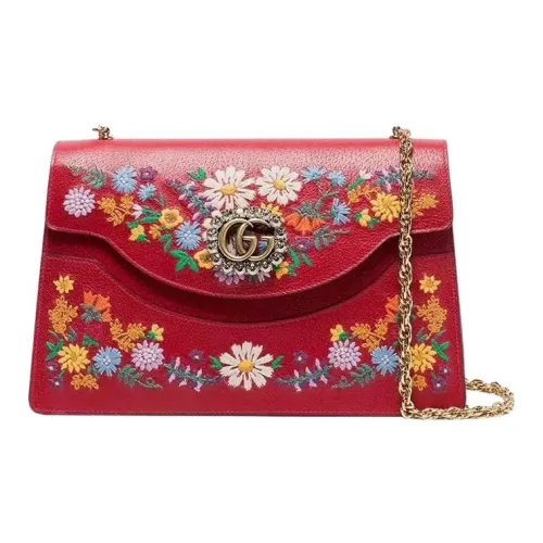 GUCCI Вышивка Кожа Сумка через плечо Женская Красная