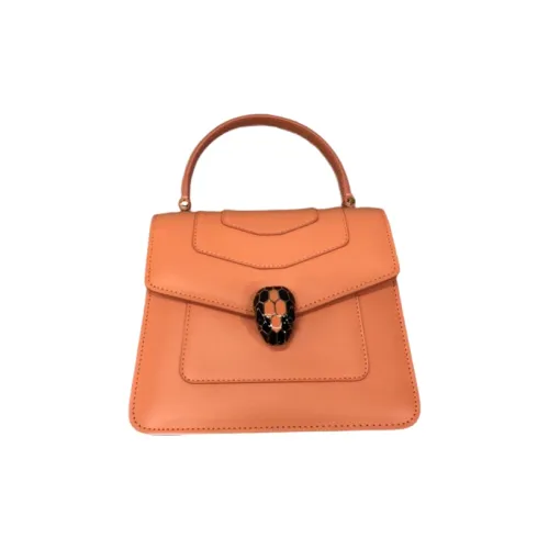 BVLGARI Serpenti Forever Series Телячья кожа Змеиная кожа Голова Сумка Цепочка Одно плечо Ручная сумка Сумка через плечо Маленькая Женская Апельсиновая