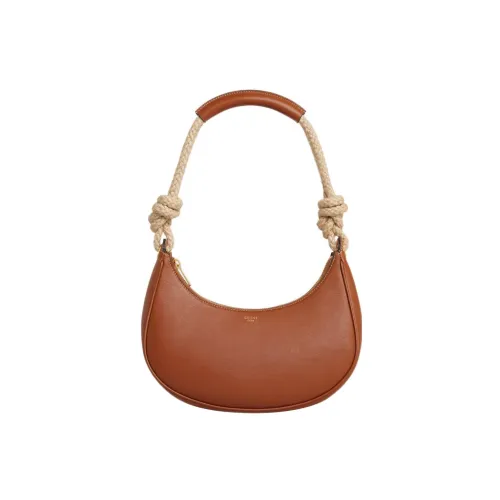 CELINE AVA Гладкая коровья кожа Пельменная сумка Сумка через плечо Средняя Женская Рыжевато-коричневый