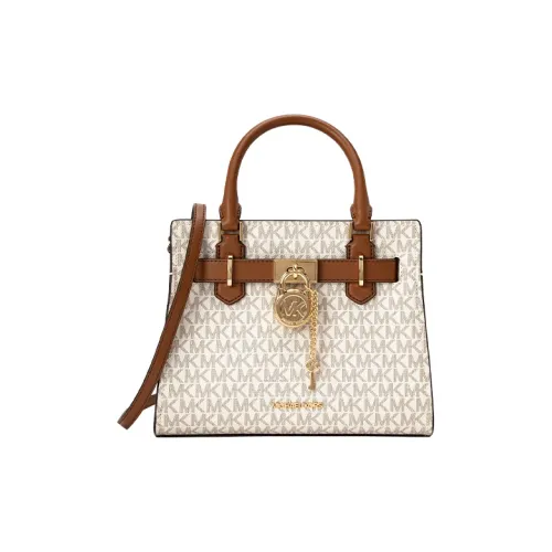 MICHAEL KORS Hamilton Series Кожа Сумка Маленькая Женская Ванильный Белый и Коричневый Желудь