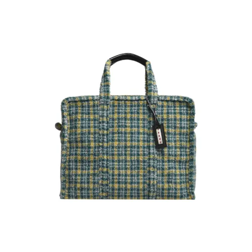 MARNI Холст Тоут Сумка Сумка для покупок Путешественная сумка Сумка среднего размера Мужская Зеленая Желтая