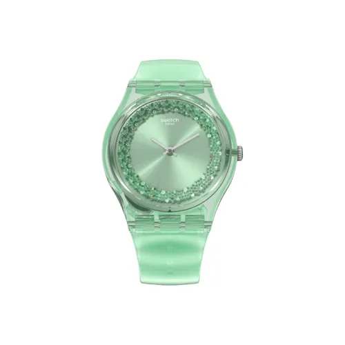 SWATCH ORIGINALS Collection Кварцевый механизм Женские часы 34 мм Зеленый циферблат Пластиковый корпус Часы Пластиковый ремешок