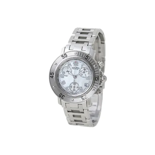 HERMES CLIPPER Collection Женские часы Кварцевый механизм Ремешок из нержавеющей стали 33 мм Белый циферблат