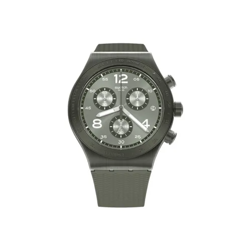 SWATCH Irony Collection Кварцевый механизм Мужские часы Часы 43 мм Серый циферблат Корпус из нержавеющей стали Резиновый ремешок