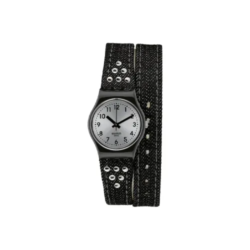 SWATCH Denim collection Кварцевый механизм Женские часы 25 мм Серый циферблат Корпус из нержавеющей стали Кожаный ремешок