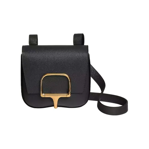 HERMES Della Cavalleria Epsom Телячья кожа Сумка через плечо Мини Женская Черная