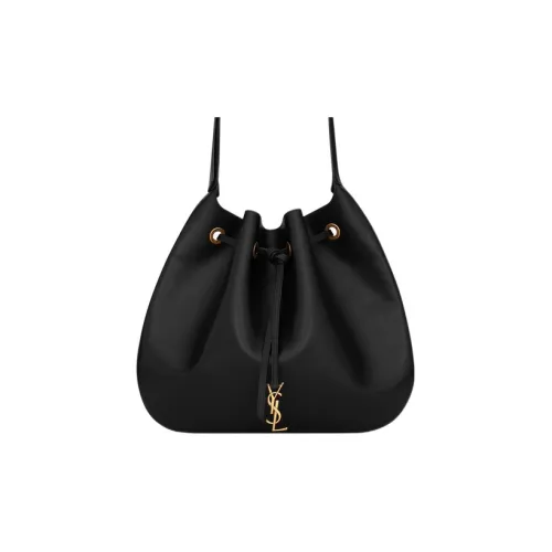 SAINT LAURENT Париж Телячья кожа Хобо Сумка Сумка через плечо Сумка на плечо Большая Женская Черная