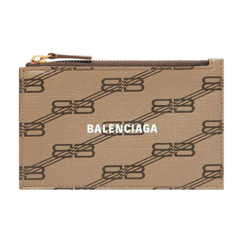 Balenciaga Покрытый холст Картхолдер Монетница Большой Женский Бежевый Коричневый