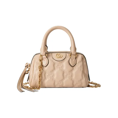 GUCCI GG Matelassé Кожа Контроллер Бостон Сумка Сумка через плечо Сумка Мини Женская Бежевая Желтая