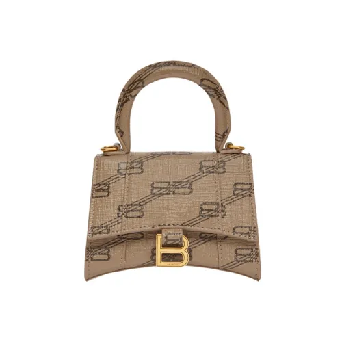 Balenciaga HOURGLASS Холст Сумка через плечо Сумка через плечо Мини Женская Бежевая Коричневая