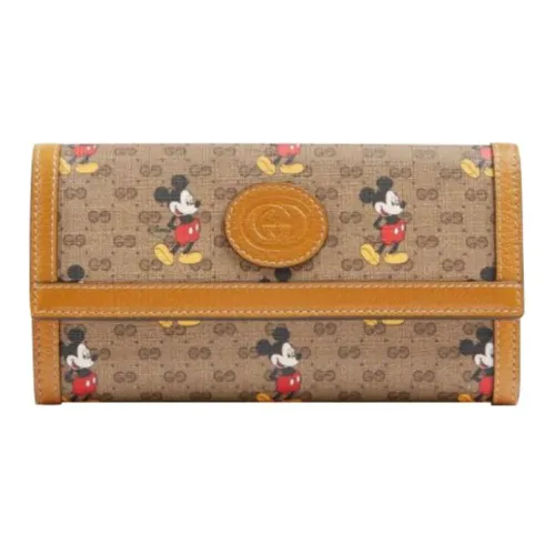 GUCCI Disney Коллаборация кожа кошелек обычный унисекс коричнево-желтый