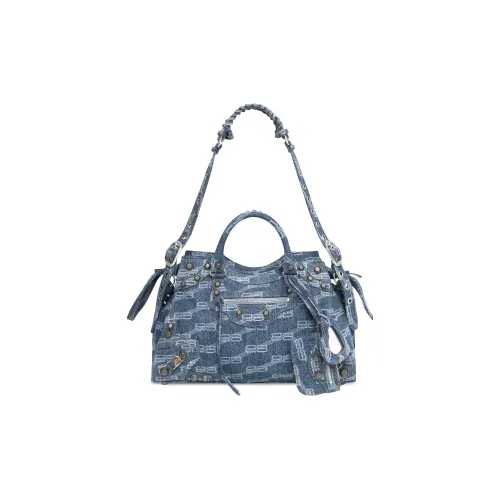 Balenciaga Отбеленный деним одно плечо сумка стандартный размер женский синий