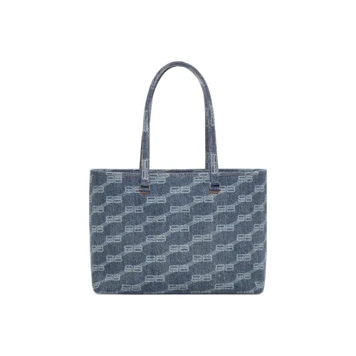 Balenciaga BB MONOGRAM Деним Тоут Сумка Сумка для покупок Сумка среднего размера Женская Синяя