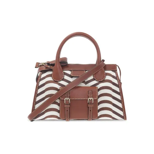 Chloe Edith Ткань с кожаными вставками Сумка через плечо Сумка Женская Коричневая