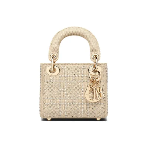 DIOR Lady Dior Canvas Сумка Lady Dior Сумка через плечо Сумка Extra Mini Женская Бежевая