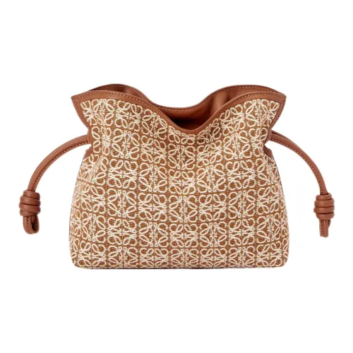 LOEWE Flamenco Ткань Ручная Сумка через плечо Сумка на плечо Женская Коричневый Hickory Nuts