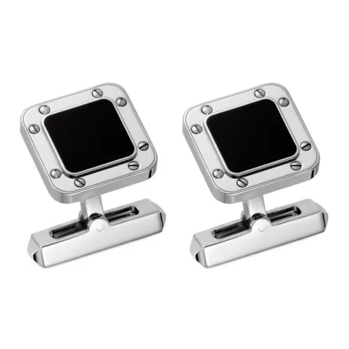 Cartier Запонки Santos De Cartier Серебро, Палладиевая Отделка, Лак Черного Цвета